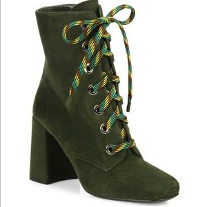 Prada Calzature Donna Green Suede Heel Boot